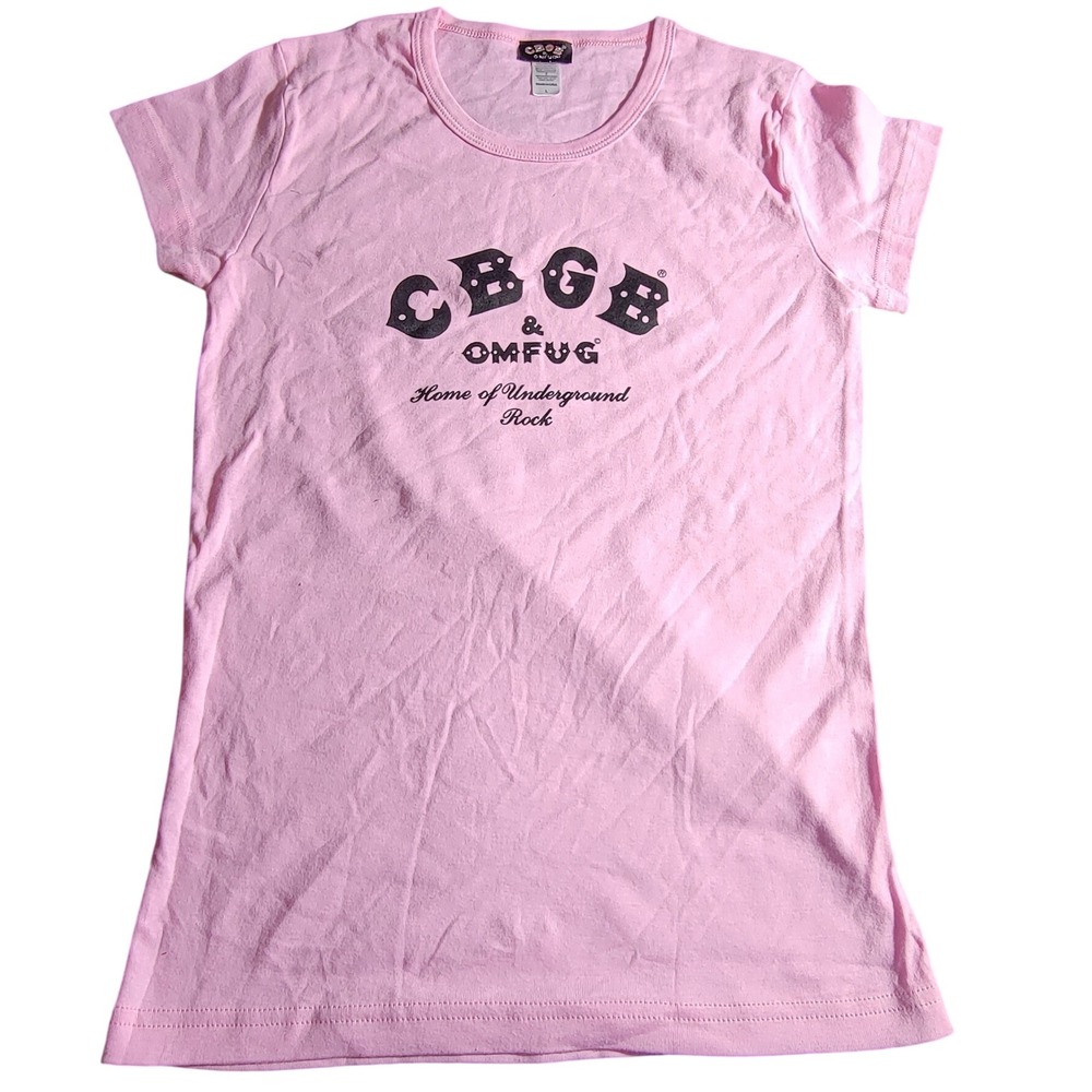 CBGB OMFUG Pink Graphic T-Shirt Womens Large Home of Underground Rock USA Made